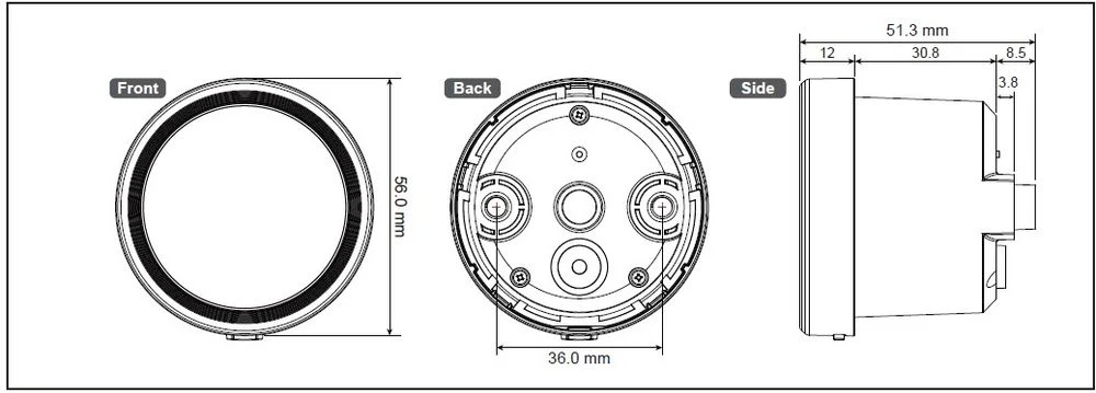 KOSO D48 TNT-05 Drehzahlmesser 12000 RMP universal black ring - Image 4